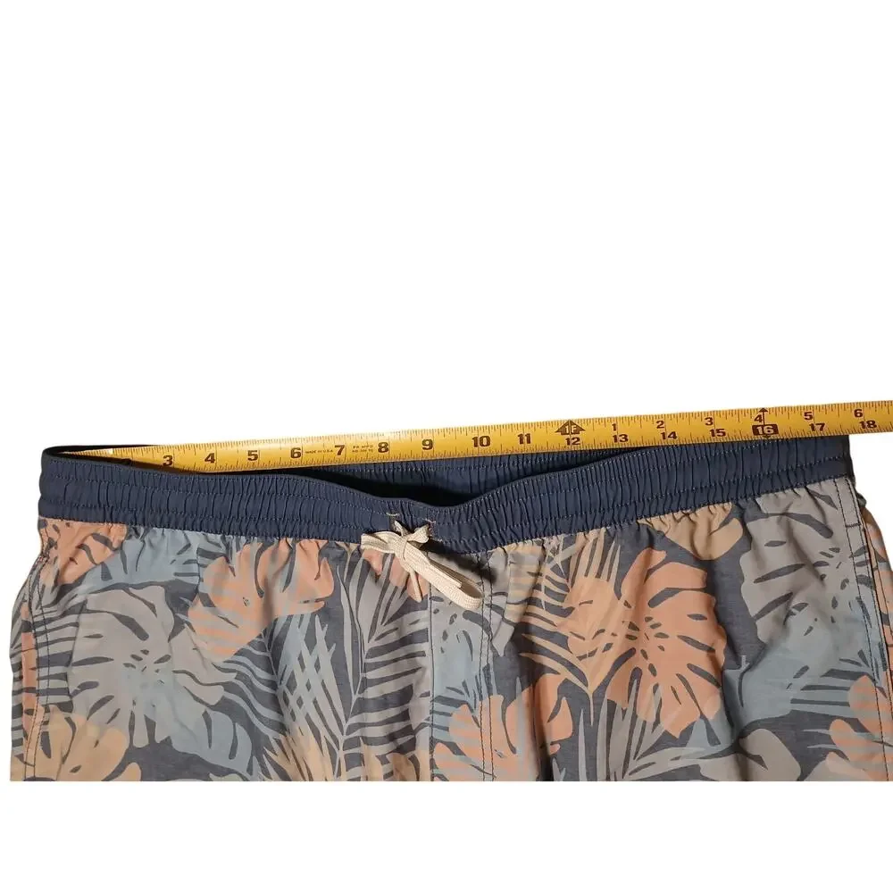 Travis Matthews Swim Shorts Mens‎ Sz M Blue Tropical Island Floral Beach Pocket